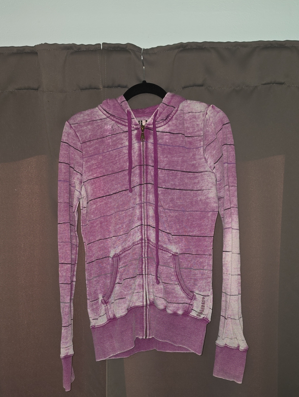 Billabong Striped Zip Hoodie in Purple Size Medium